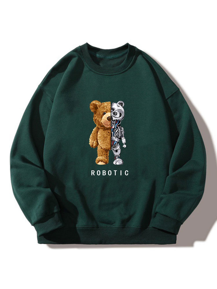 Robot Bear Crew Neck Relaxed Sweatshirt