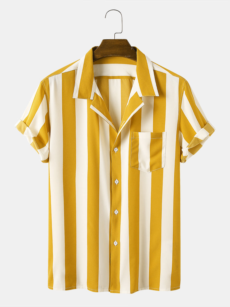 Stripes Casual Short Sleeve Shirts & Swim Shorts