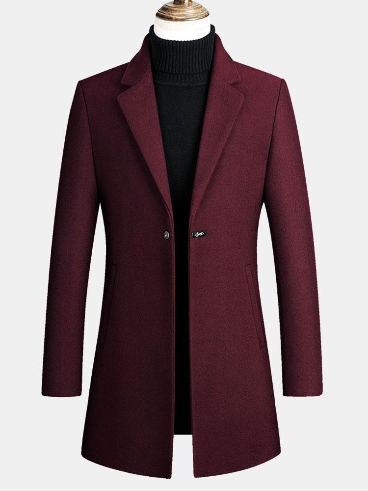 Single Breasted Notch Lapel Woolen Overcoat