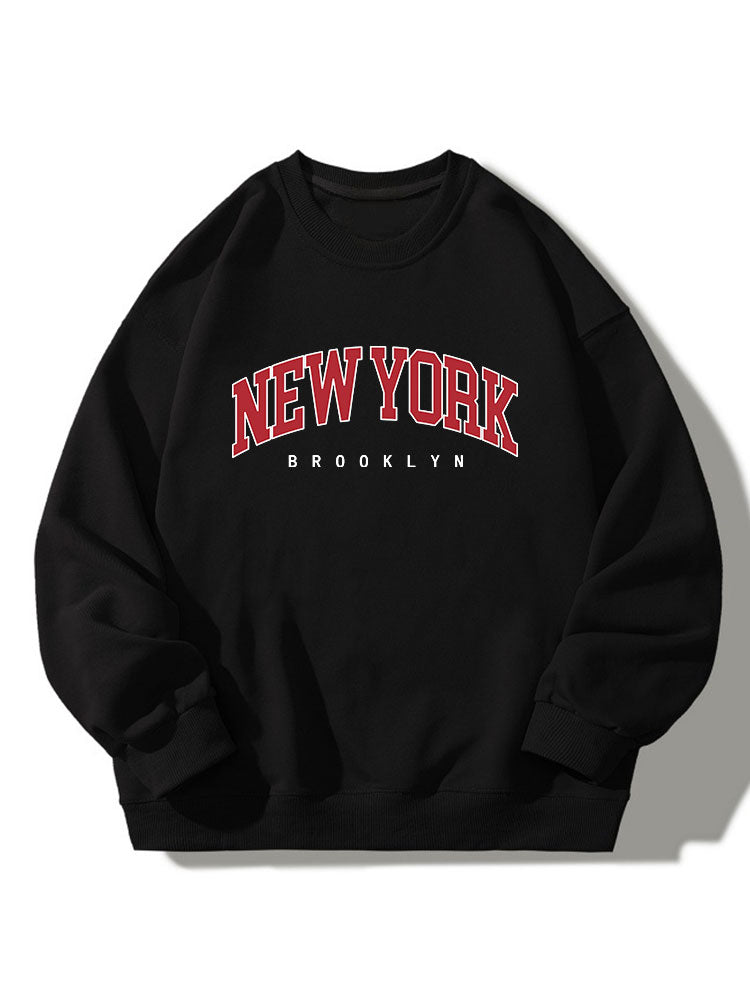 New York Print Crew Neck Relaxed Sweatshirt